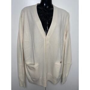 Cashmeren Ivory V-Neck Cardigan 100% Cashmere Women Sweater Size L NWT